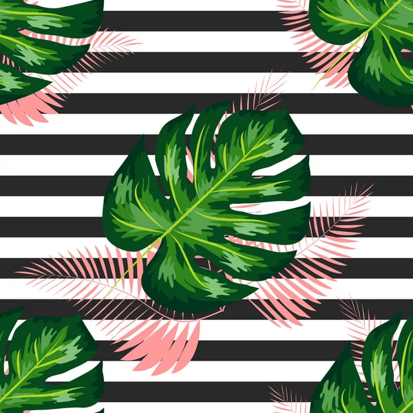 Summer Design dla strojów kąpielowych. Egzotycznych palm zieleni tle. Bezszwowy wzór Monstera. — Wektor stockowy