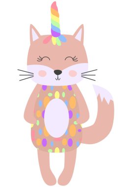 sevimli komik kurt kız. İskandinav tarzı düz tasarım. Çocuklar için kavram baskı.