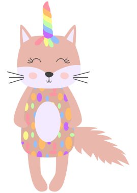 sevimli komik kurt kız. İskandinav tarzı düz tasarım. Çocuklar için kavram baskı.