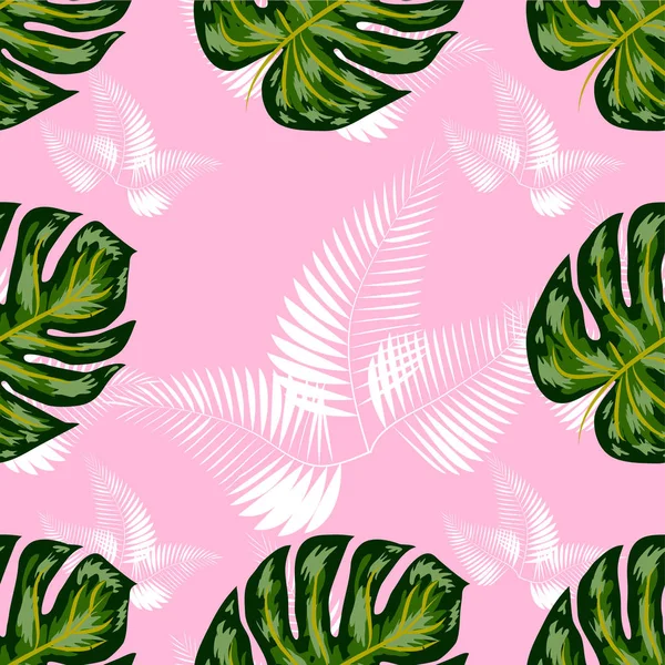 Tropische nahtlose Muster. Botanik Design, Dschungelblätter der Palme, Monstera. — Stockvektor