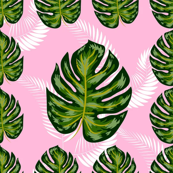 Tropische nahtlose Muster. Botanik Design, Dschungelblätter der Palme, Monstera. — Stockvektor