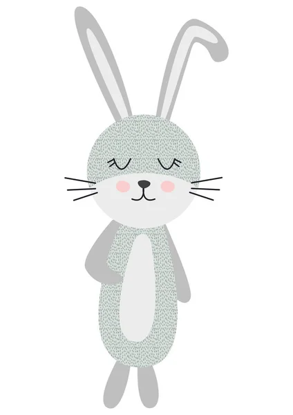 Cute cartoon rabbit in scandinavian style. Childish print for nursery, kids apparel,poster, postcard — Stock Vector