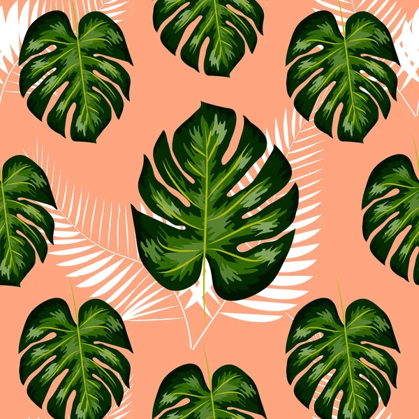 Patrón tropical sin costuras. Diseño botánico, hojas de la selva de palmera, monstera . — Archivo Imágenes Vectoriales