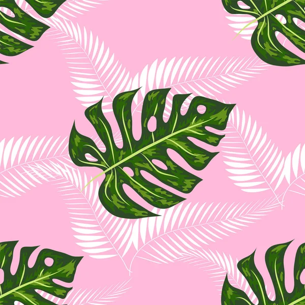 Tropische nahtlose Muster. Botanik Design, Dschungelblätter der Palme, Monstera. — Stockvektor