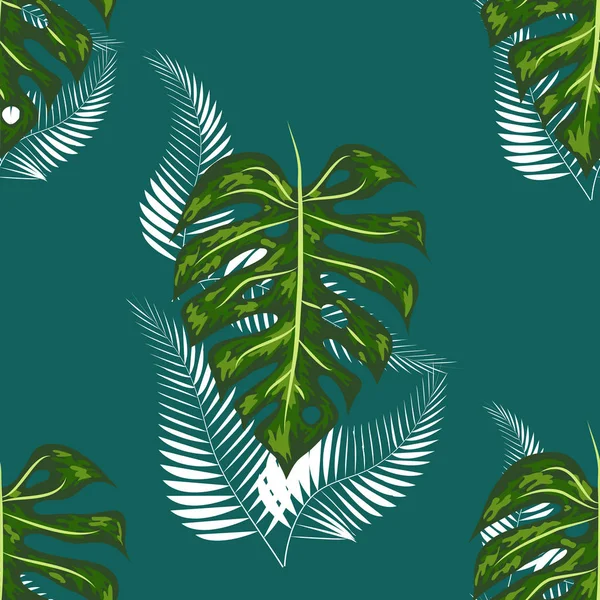 Fond tropical lumineux avec des plantes de jungle. motif exotique avec des feuilles de palmier . — Image vectorielle