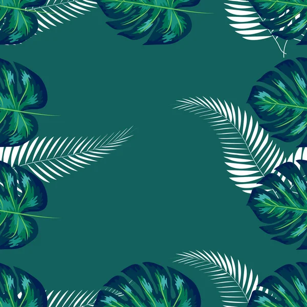 Motif vert avec des feuilles de palmier de Monstera. Conception sans couture de tissu tropical d'été . — Image vectorielle