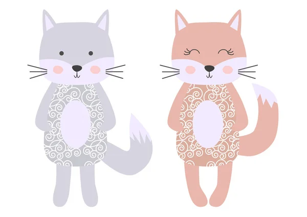 Mignon garçon chat dessin animé dans un style scandinave. Tirage enfant pour n — Image vectorielle