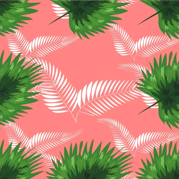 Hojas tropicales turquesas y verdes. Diseño gráfico sin costuras con palmeras increíbles . — Archivo Imágenes Vectoriales
