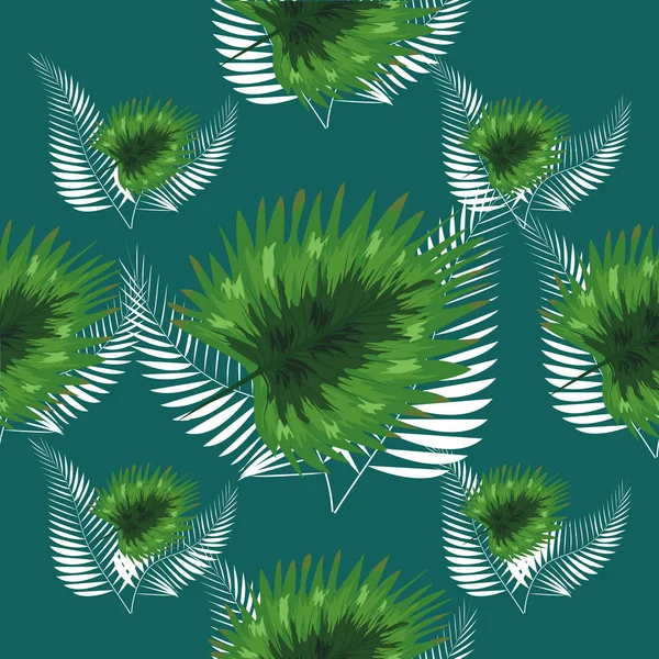 Feuilles tropicales, palmiers, feuille de monstère, motif floral sans couture fond — Image vectorielle