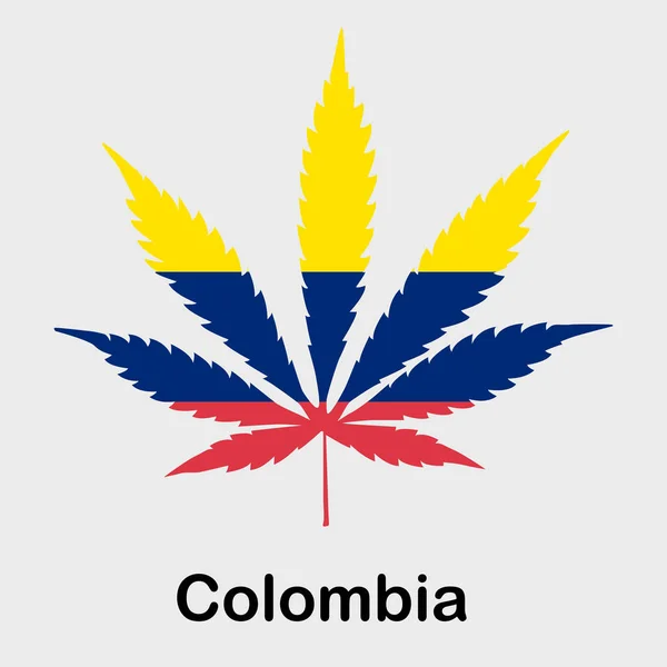 Bandera en forma de hoja de cannabis. El concepto de legalización de la marihuana, cannabis en Colombia — Archivo Imágenes Vectoriales
