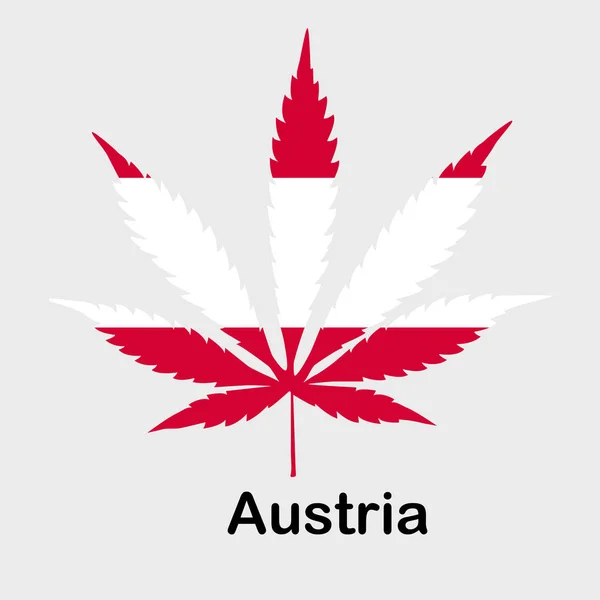 Bandera en forma de hoja de cannabis. El concepto de legalización de la marihuana, cannabis en Austria — Vector de stock