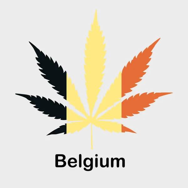 Flagge in Form eines Cannabisblattes. das Konzept der Legalisierung von Marihuana, Cannabis in Belgien — Stockvektor