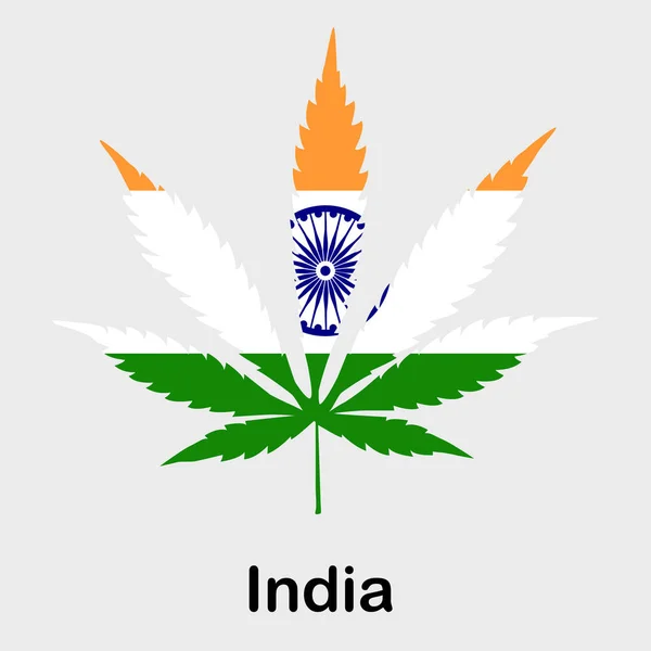 Kenevir yaprağı şeklinde bayrak. Hindistan'da esrar, esrar yasallaştırma kavramı — Stok Vektör