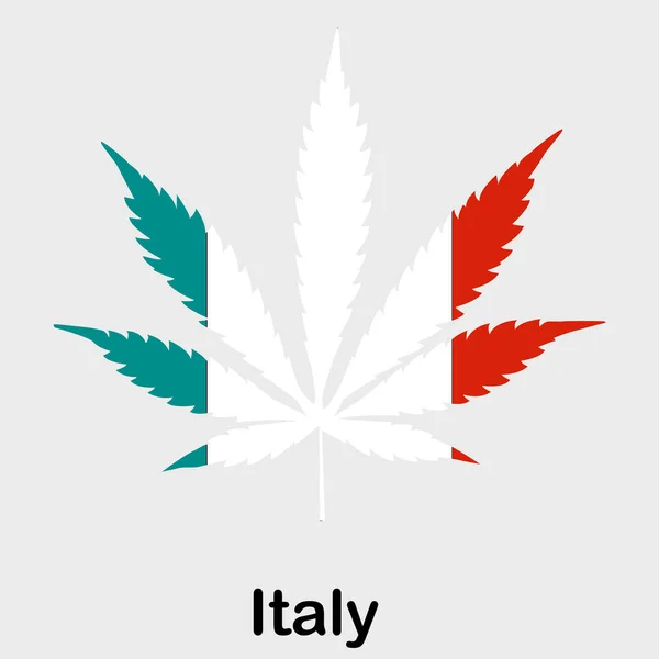 Bandiera sotto forma di foglia di cannabis. Il concetto di legalizzazione della marijuana, cannabis in Italia — Vettoriale Stock