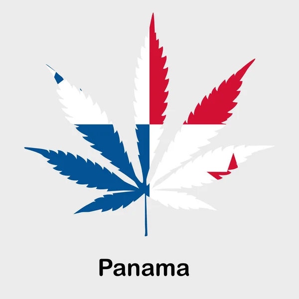Bandera en forma de hoja de cannabis. El concepto de legalización de la marihuana, cannabis en Panamá — Archivo Imágenes Vectoriales