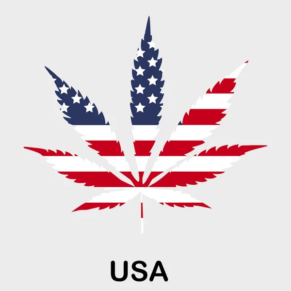 Flagge in Form eines Cannabisblattes. das Konzept der Legalisierung von Marihuana, Cannabis in den USA — Stockvektor