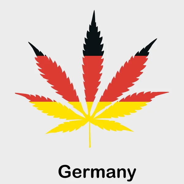 Vlag in de vorm van een cannabis blad. Het concept van legalisering van marihuana, cannabis in Duitsland — Stockvector