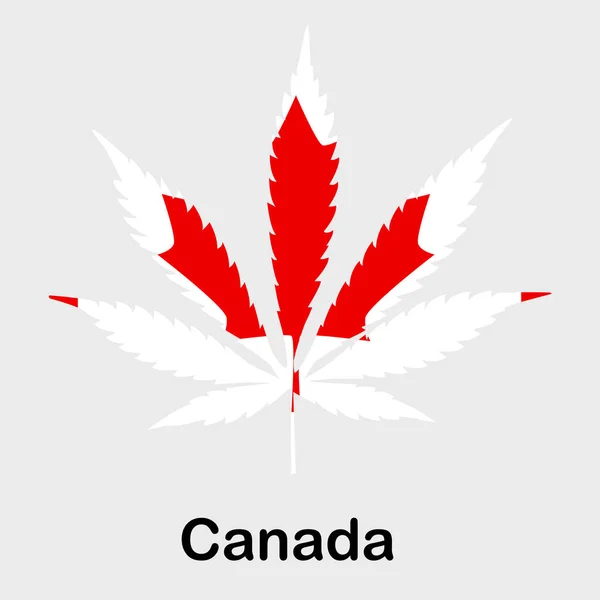 Drapeau en forme de feuille de cannabis. Le concept de légalisation de la marijuana, le cannabis au Canada — Image vectorielle