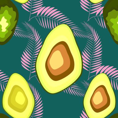 benzersiz trendy organik tarzı tropikal ve egzotik meyve ile sorunsuz desen, avokado meyve olgun.