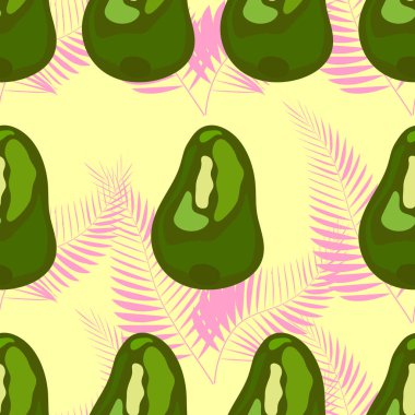 benzersiz trendy organik tarzı tropikal ve egzotik meyve ile sorunsuz desen, avokado meyve olgun.