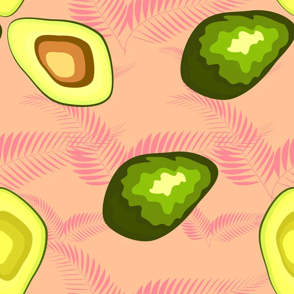 Comida saludable. Huella de aguacate. Patrón sin costura — Vector de stock