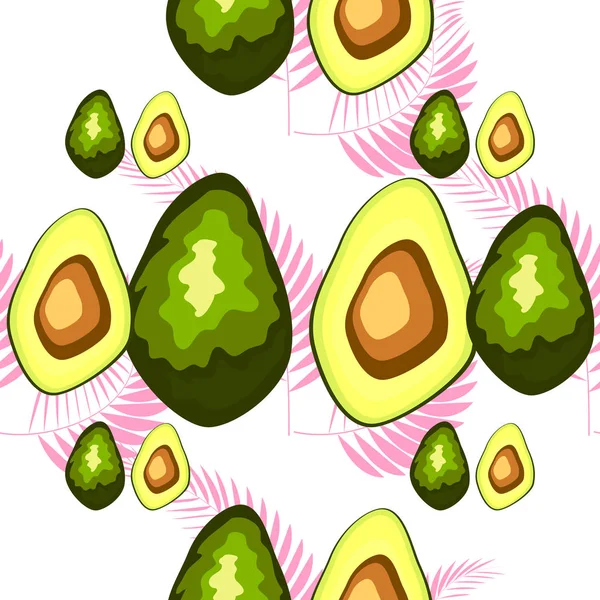 Comida saludable. Huella de aguacate. Patrón sin costura — Vector de stock