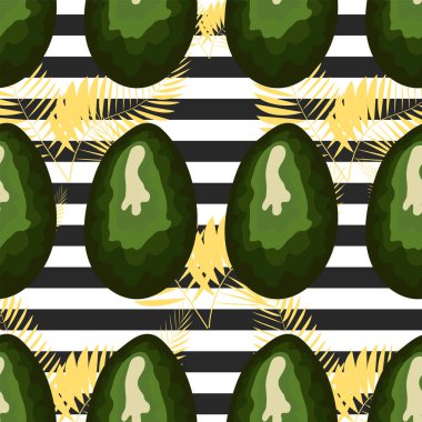 Taze avokado ile dikişsiz desen, el çizilmiş fon. Renkli illüstrasyon, çiğ gıda. Sebzelerle örtüşen arka plan.