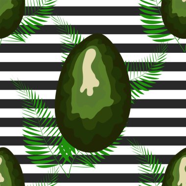 Organik vejetaryen avokado dikişsiz tekrar desen - düz stil illüstrasyon