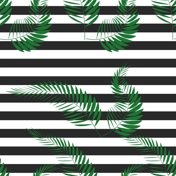 Sömlös tropisk Vintage Palm mönster på Zebra bakgrund — Stock vektor