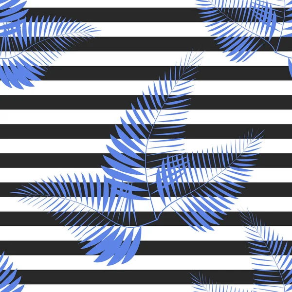 Tropiska blommor och blad på zebra bakgrund. Sömlös. Animal Print mode. — Stock vektor