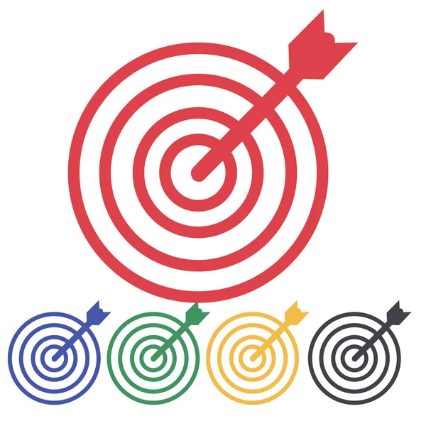 Objetivo rojo, flecha, concepto de idea, golpe perfecto, ganador, ícono de objetivo. Logotipo de éxito pin abstracto — Vector de stock