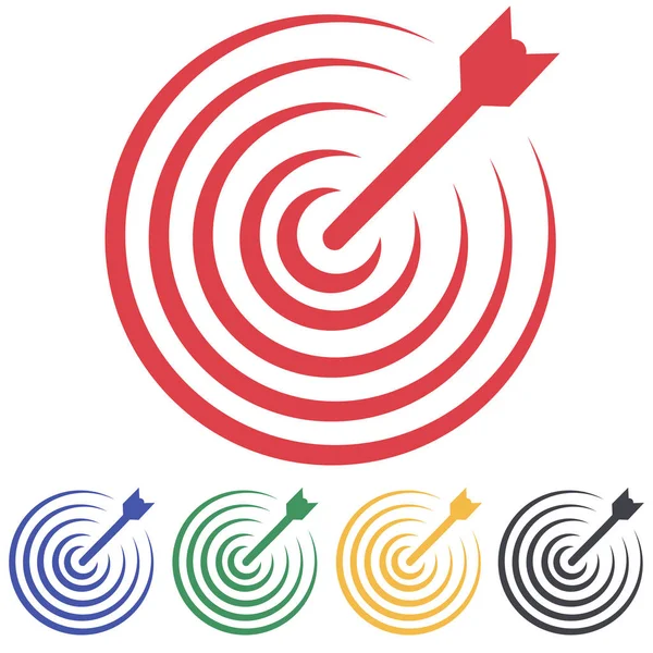 빨간색 조준, 화살표, 아이디어 개념, 완벽한 히트, 승자, 목표 목표 아이콘. 성공 추상 핀 로고 — 스톡 벡터