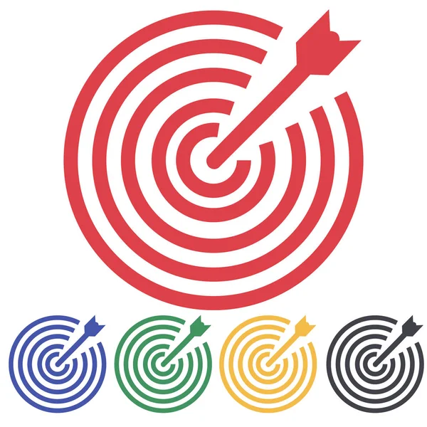 Red AIM, pijl, idee concept, perfecte hit, winnaar, doel Goal icoon. Succes abstracte PIN logo — Stockvector