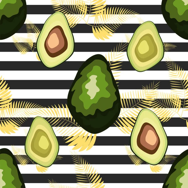 Taze avokado ile dikişsiz desen, el çizilmiş fon. Renkli illüstrasyon, çiğ gıda. Sebzelerle örtüşen arka plan.