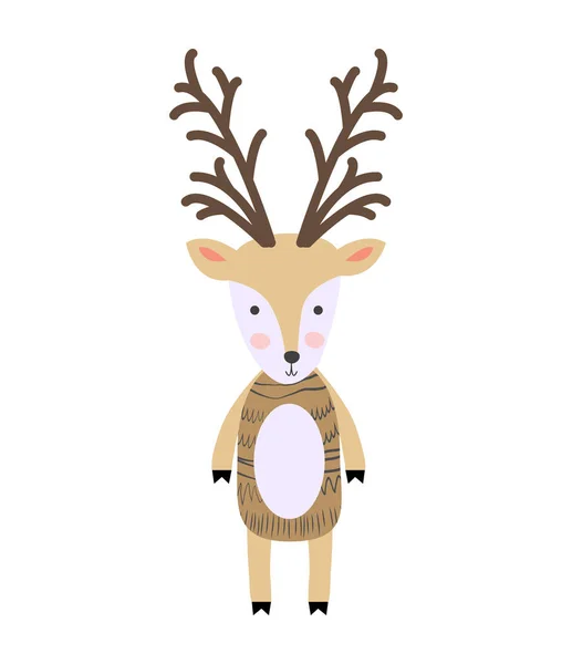 海报与卡通可爱的鹿的孩子和有趣的口号在斯堪的纳维亚风格。手绘图形动物园. — 图库矢量图片