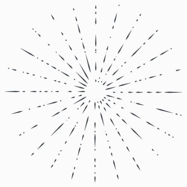 Güneş patlaması, yıldız güneş ışığı. İnce kirişlerin, çizgilerin merkezinden yayılan. Logo, işaretler için tasarım öğesi