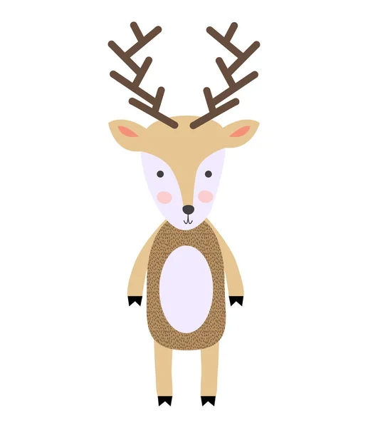 Plakát s kresleného roztomilým jelenem pro děti a legrační slogan ve skandinávském stylu. Kreslené grafické zoologické zahrady. — Stockový vektor