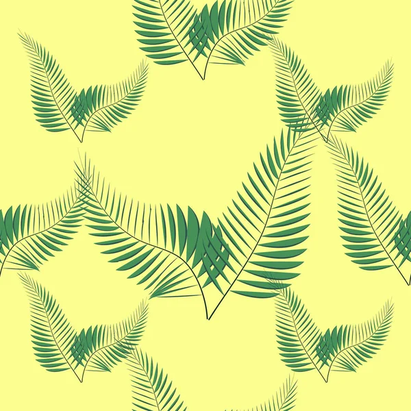 Hojas de palma tropical, hojas de la selva sin costuras patrón floral fondo — Vector de stock