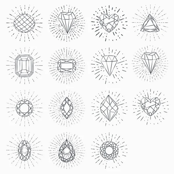 Conjunto de cristais geométricos. Formas geométricas. Moda hipster fundos retro e logotipos . —  Vetores de Stock