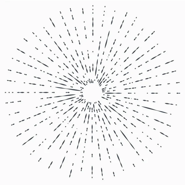 Vintage Sunburst Explosão Elemento de design desenhado à mão Fogos de artifício Raios negros — Vetor de Stock