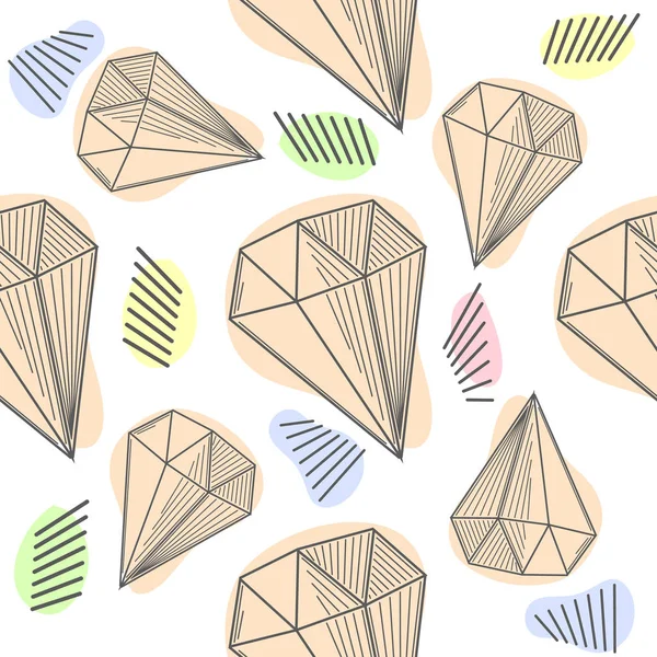 Nahtlose Pastelldiamanten-Muster. Hintergrund mit bunten Edelsteinen. — Stockvektor