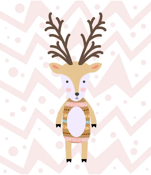 Nádherný jelen prázdninový plakát ve skandinávském stylu. — Stockový vektor