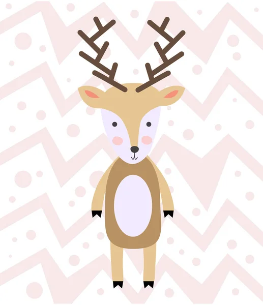 Wonderful deer Holiday poster in Scandinavian style. — Stock Vector