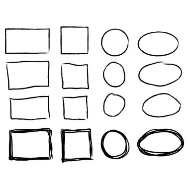 Elle çizilmiş çerçeveler. Vintage doodle çizim resim çerçevesi doodle etiketleri