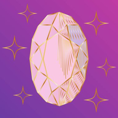 doğal kuvars mücevher veya mineral taşlı kristalizasyon mücevher illüstrasyon seti için taş kristalve değerli taş