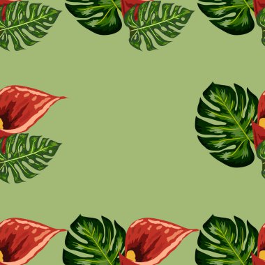 Kırmızı orman Wild Calla çiçek ve yaprakları ile dikişsiz desen. duvar kağıtları, tekstil ve scrapbooking için