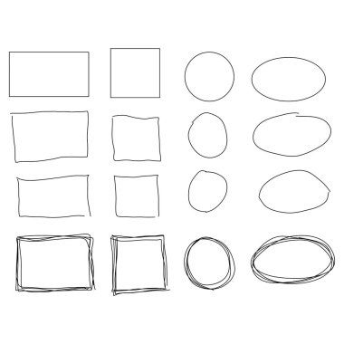 Siyah daire ve kare kareler. Fırça darbeleri. tasarım öğeleri seti