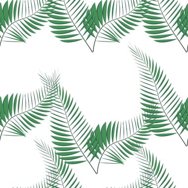 Tropik palmiye yaprakları, orman yaprakları, dikişsiz çiçek desenleri.