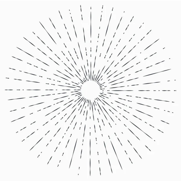 Sonne platzte, Stern platzte Sonnenschein. Strahlung aus dem Zentrum dünner Balken, Linien. — Stockvektor