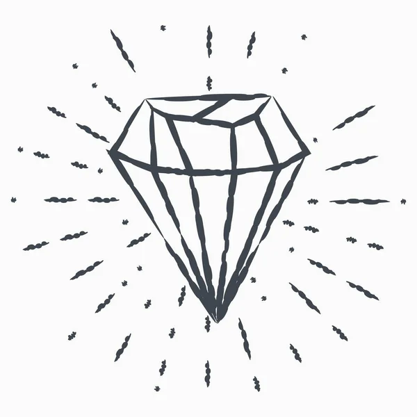Иконка Grunge Diamond выделена на белом фоне. Ювелирный символ. Самоцвет . — стоковый вектор